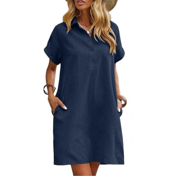 NWT Women’s A Line Casual Summer Cotton Dress - Picture 4 of 7